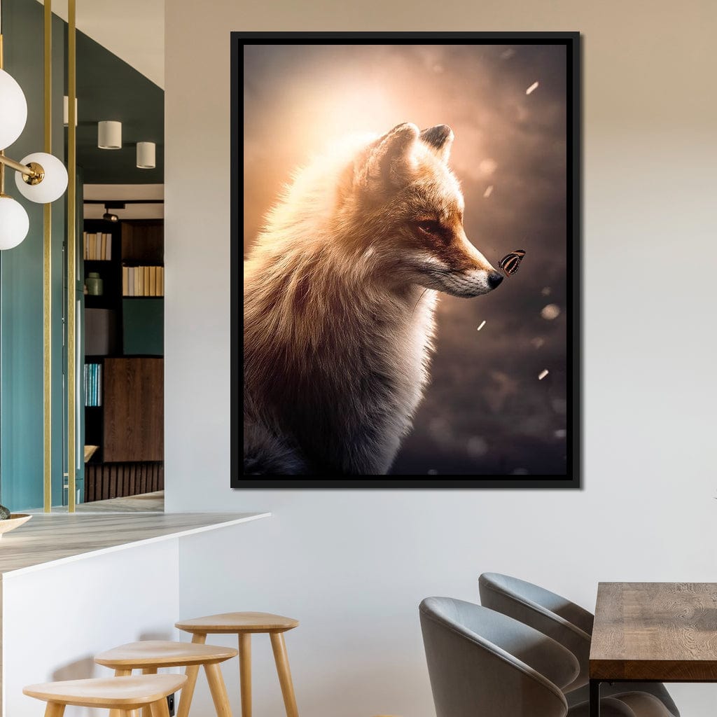 Fox Butterfly Glow Canvas Wall Art