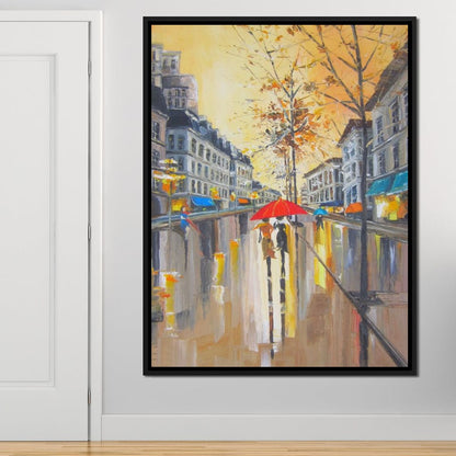 Rain in Boston Canvas Wall Art