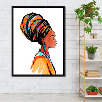 African Woman Turban Canvas Wall Art