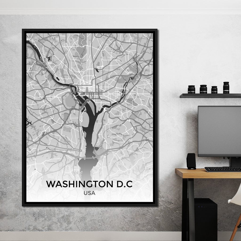 Map of Washington, USA Canvas Wall Art