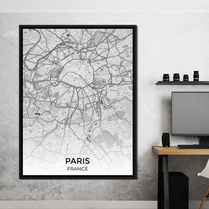 Map of Paris, France Canvas Wall Art