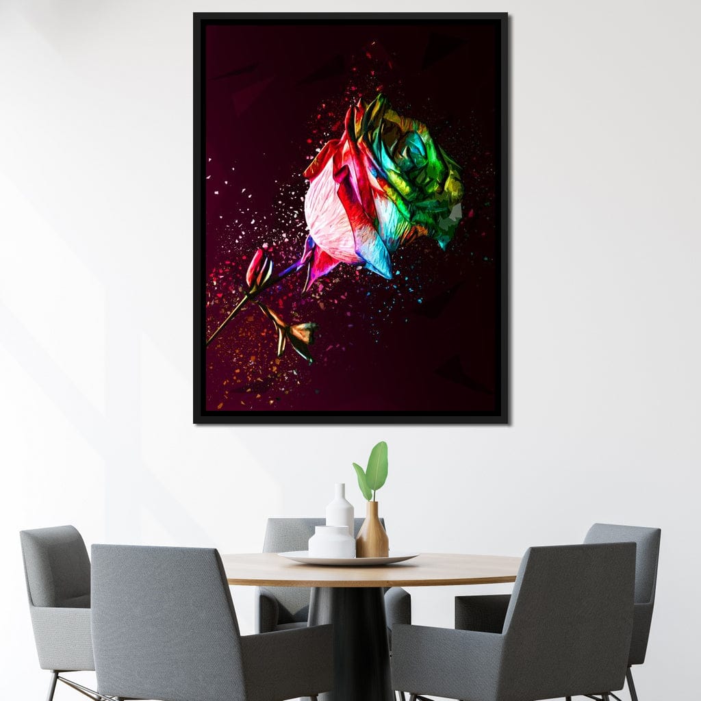 Colored Rose Canvas Wall Art