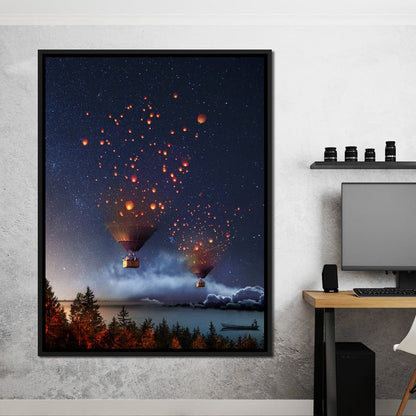 Hot Air Balloon Light Canvas Wall Art