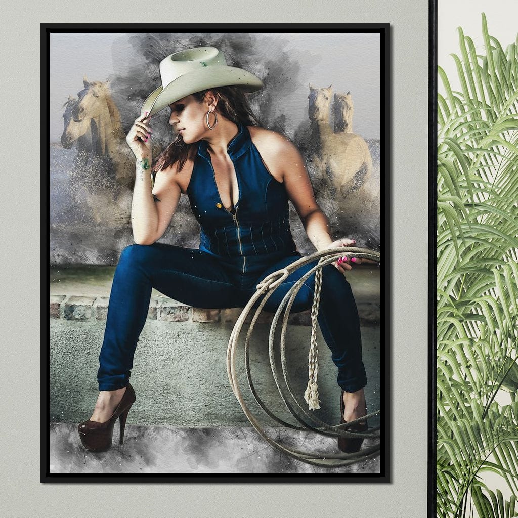 Sexy CowGirl Canvas Wall Art