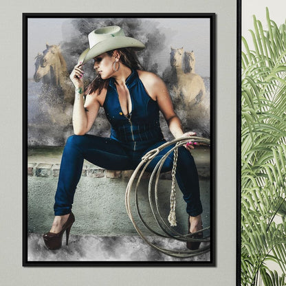 Sexy CowGirl Canvas Wall Art