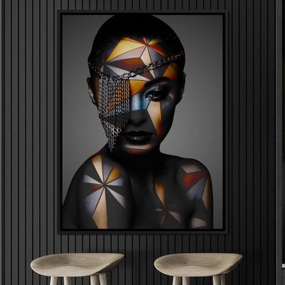 Geometric Face Paint Canvas Wall Art