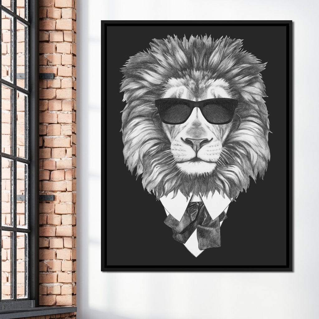 Dressed Up Lion Canvas Wall Art