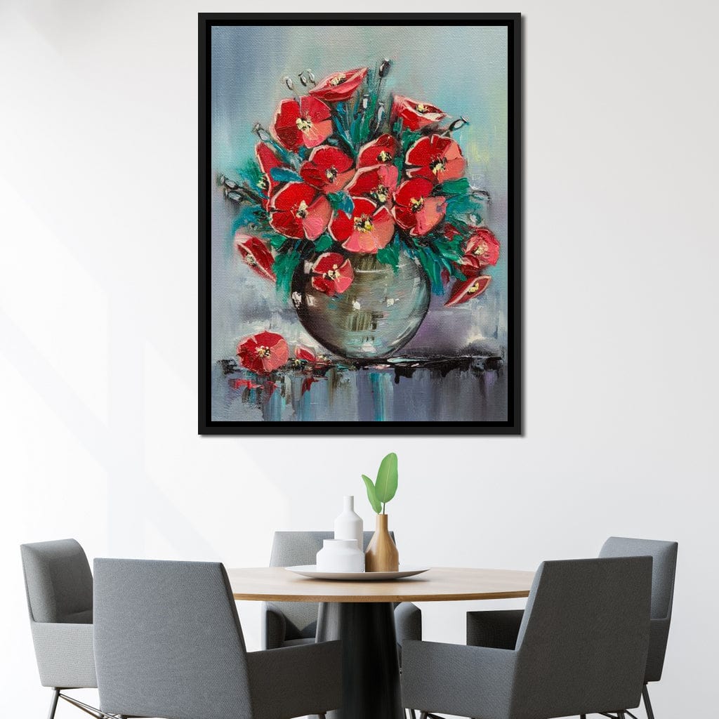 Vase with Poppies Canvas Wall Art