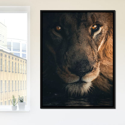 Lion Portrait Water Canvas Wall Art