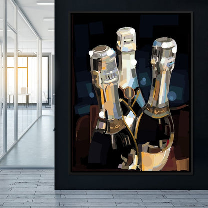 Champagne Bottles Canvas Wall Art