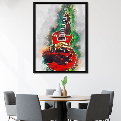 Slash Blood Red Guitar Canvas Wall Art