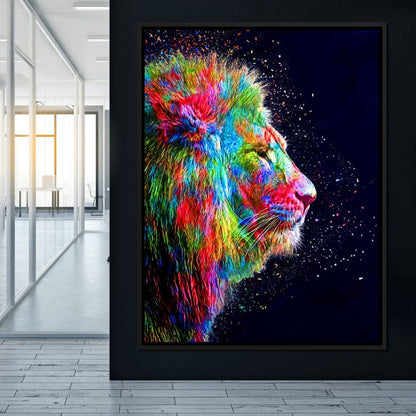 Colored Lion Canvas Wall Art
