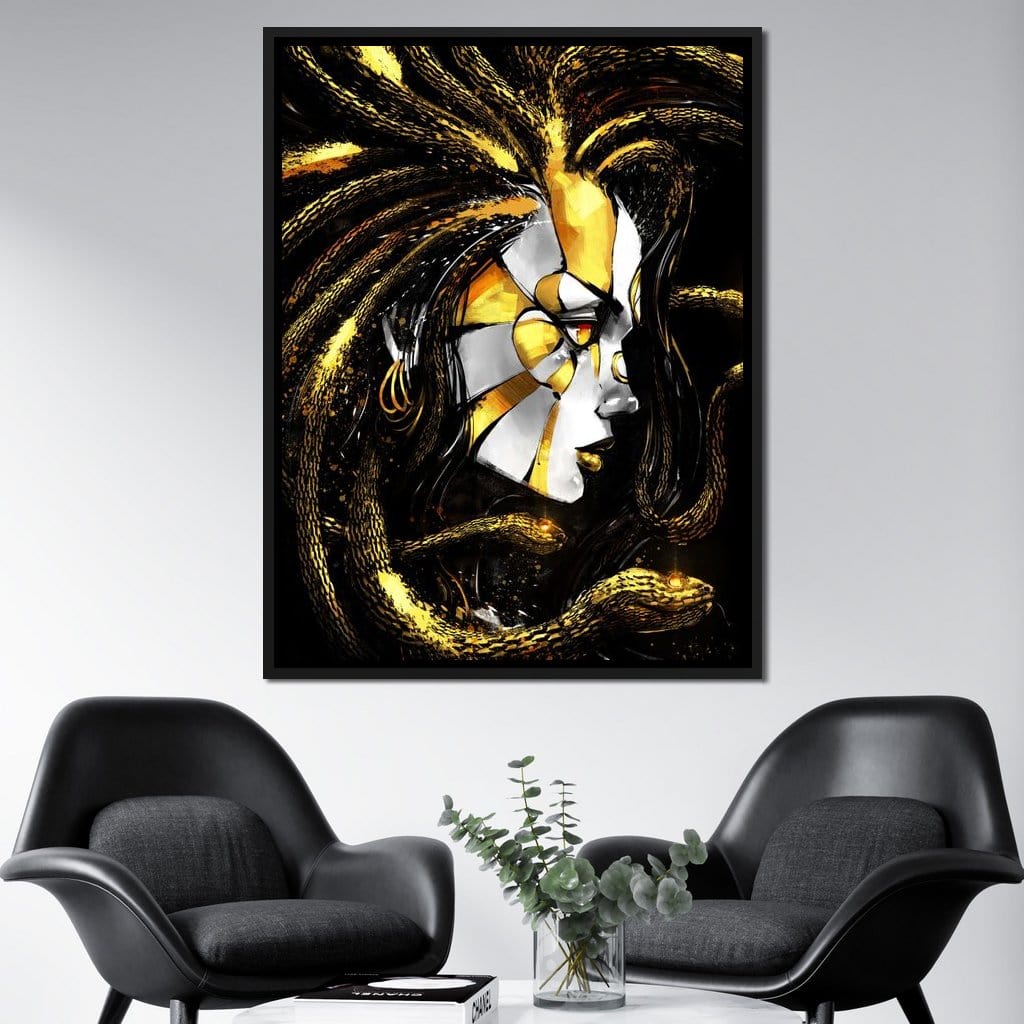Golden Medusa Canvas Wall Art