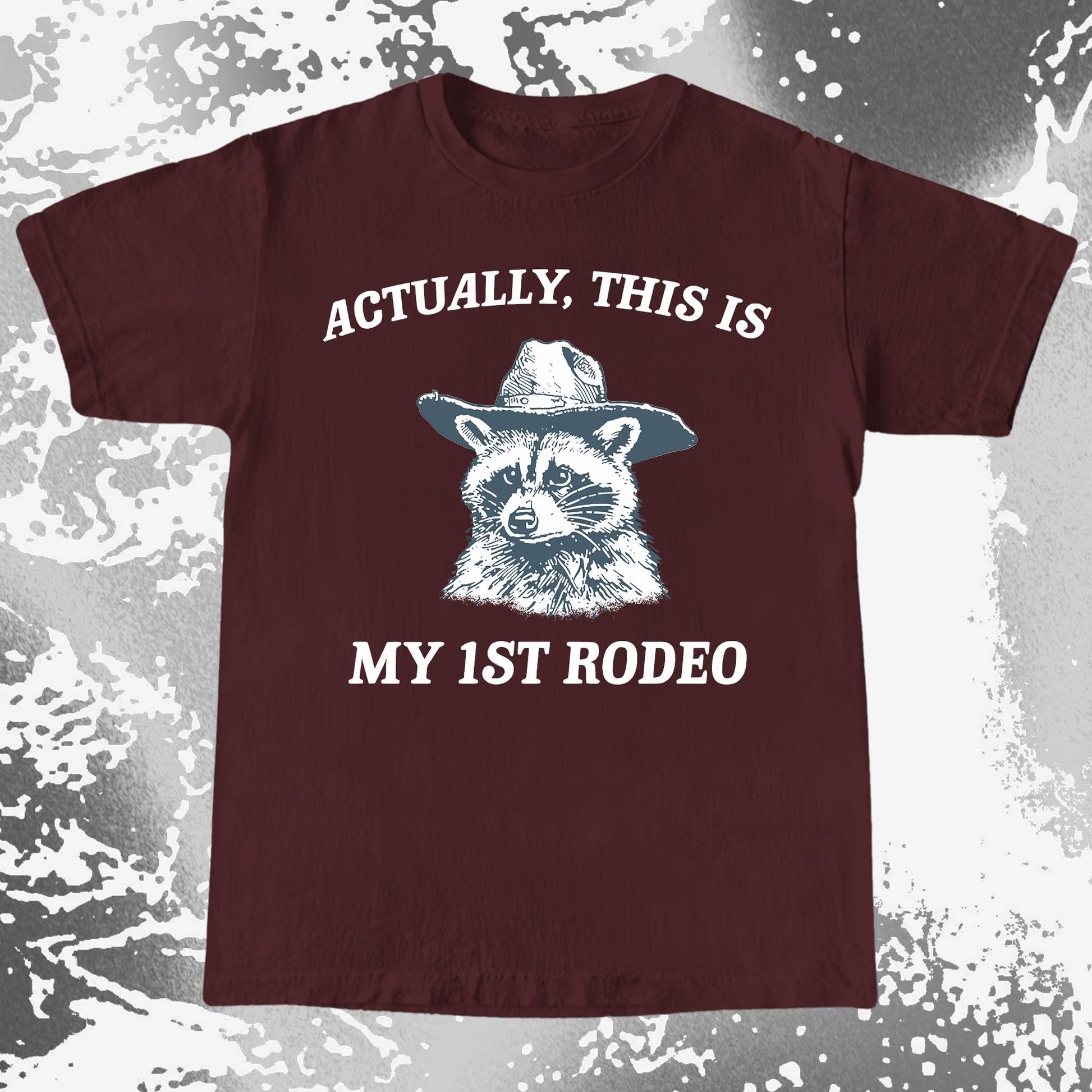 Funny Raccoon Cowboy Actually This Is My 1st Rodeo Shirt, funny meme tee gift (view 9)