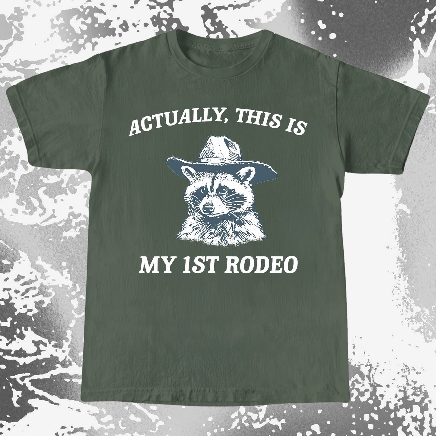 Funny Raccoon Cowboy Actually This Is My 1st Rodeo Shirt, funny meme tee gift (view 6)