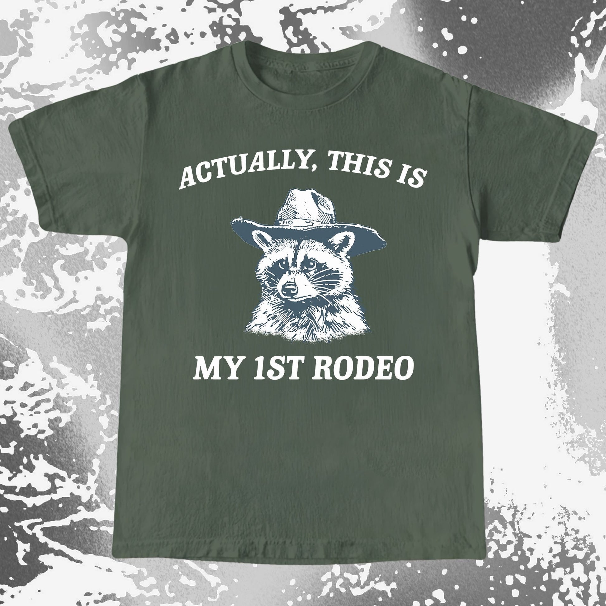 Funny Raccoon Cowboy Actually This Is My 1st Rodeo Shirt, funny meme tee gift (view 6)