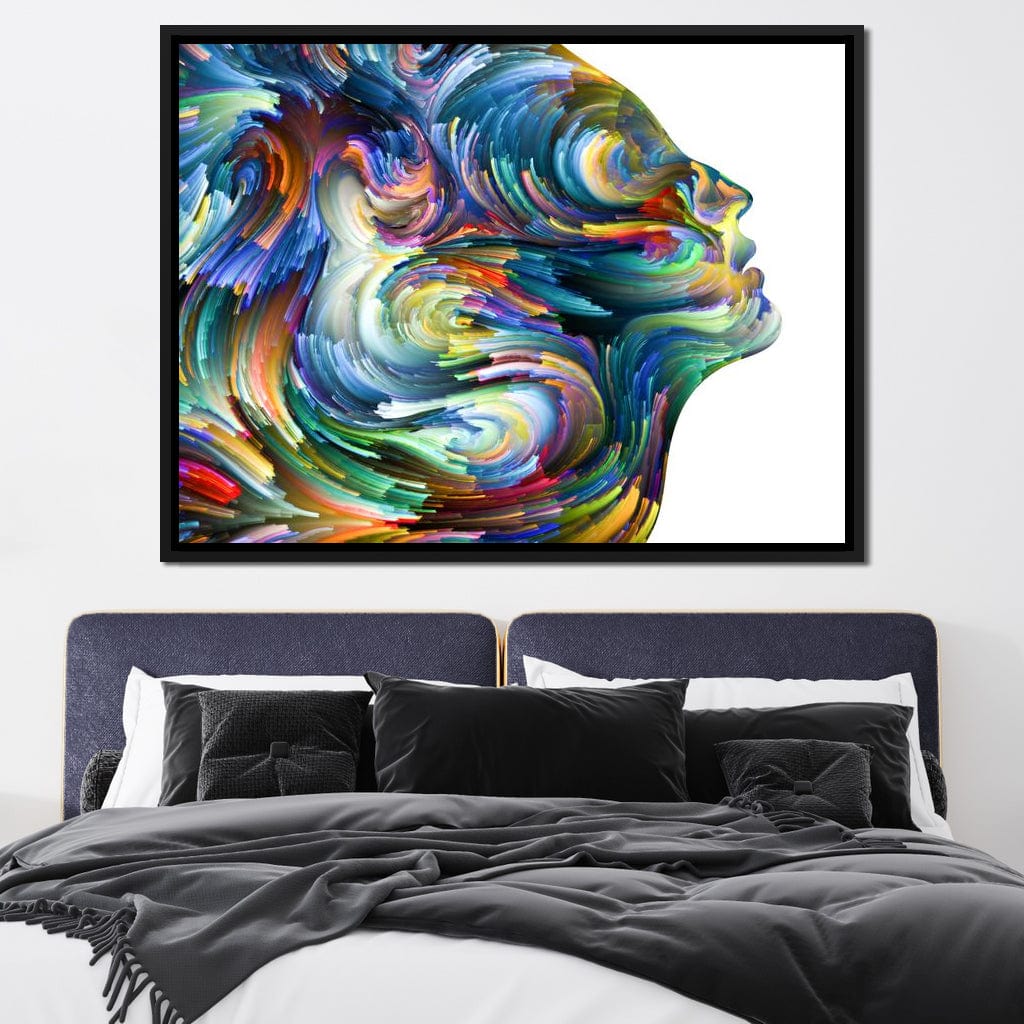 Colored Visage Profile Canvas Wall Art
