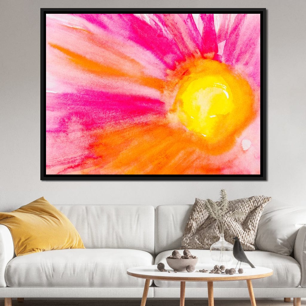 Pink & Orange Watercolor Flower Canvas Wall Art