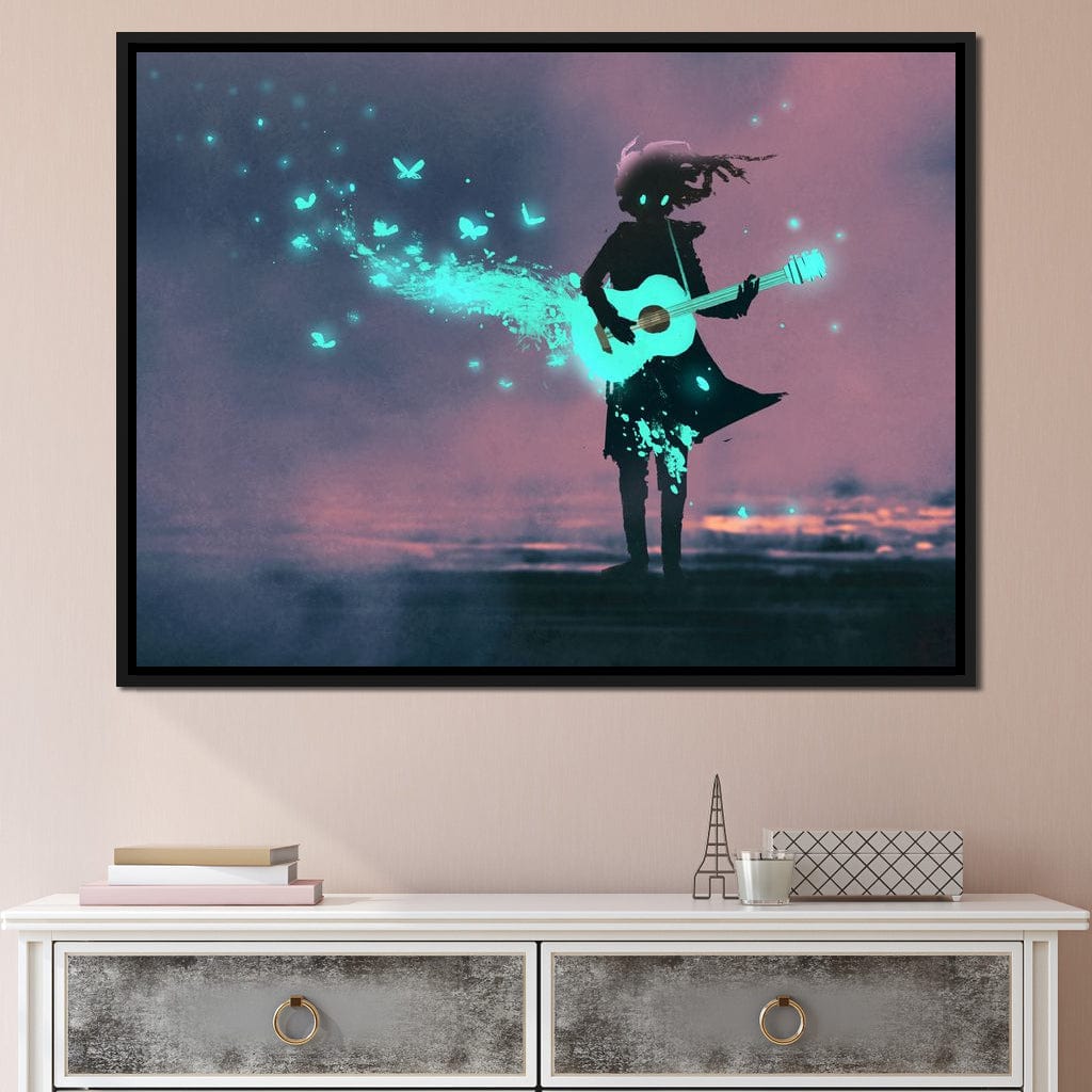 Girl Playing Guitar Canvas Wall Art
