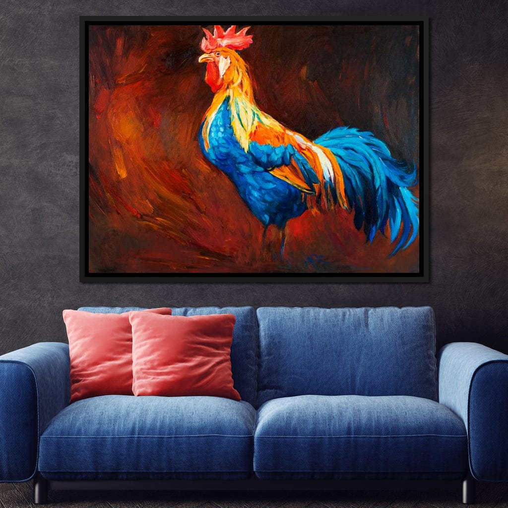 Blue Rooster Canvas Wall Art