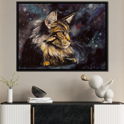 Night Cat Canvas Wall Art