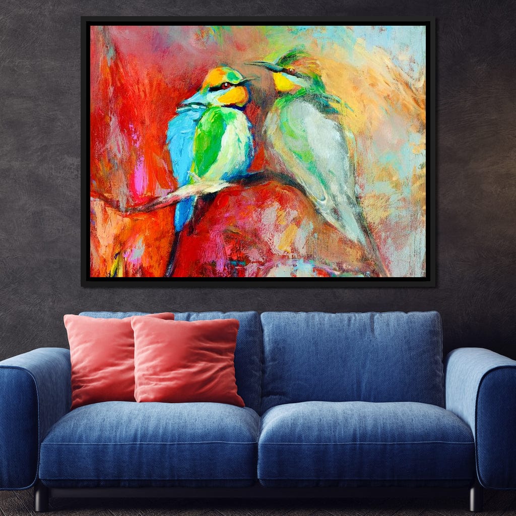 Blue-Tailed Birds Canvas Wall Art