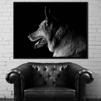 Black and White German Shepherd Canvas Wall Art