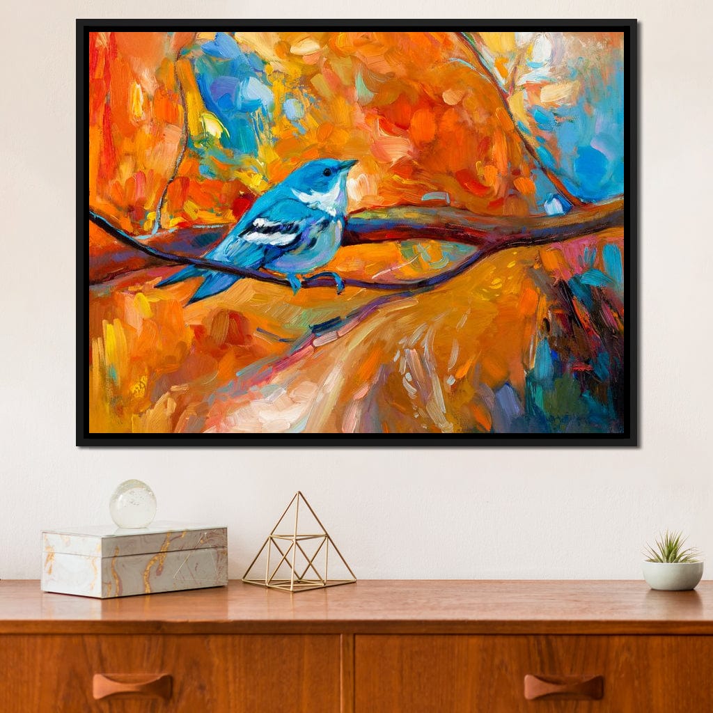 Blue Cerulean Warbler Bird Canvas Wall Art