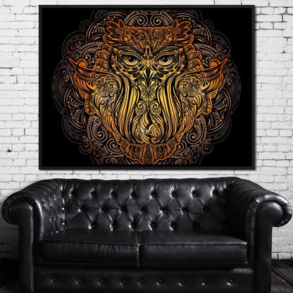 Golden Owl Canvas Wall Art