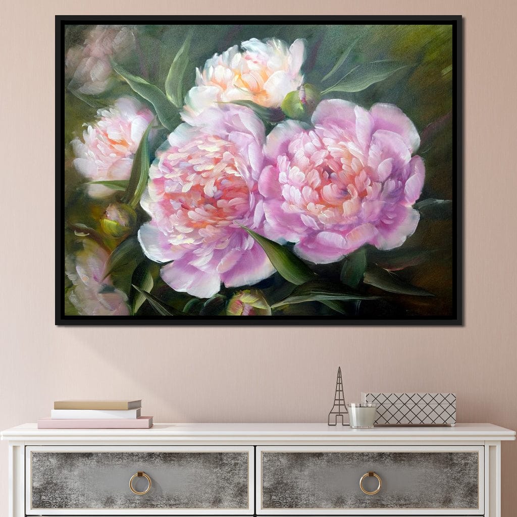 Blooming Peonies Canvas Wall Art