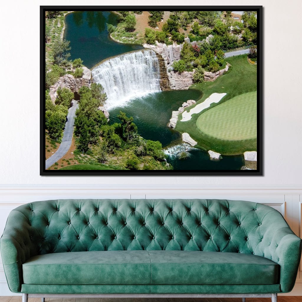 Waterfall on Golf Course Canvas Wall Art