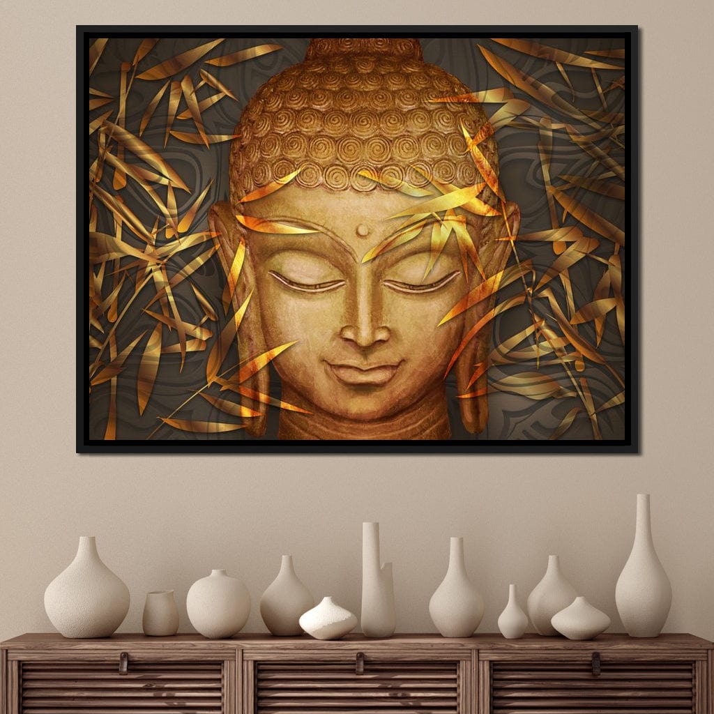 Smiling Golden Buddha Canvas Wall Art