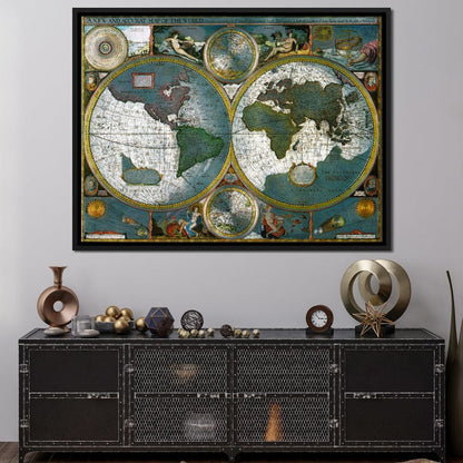Ancient Historical Map of the World Canvas Wall Art