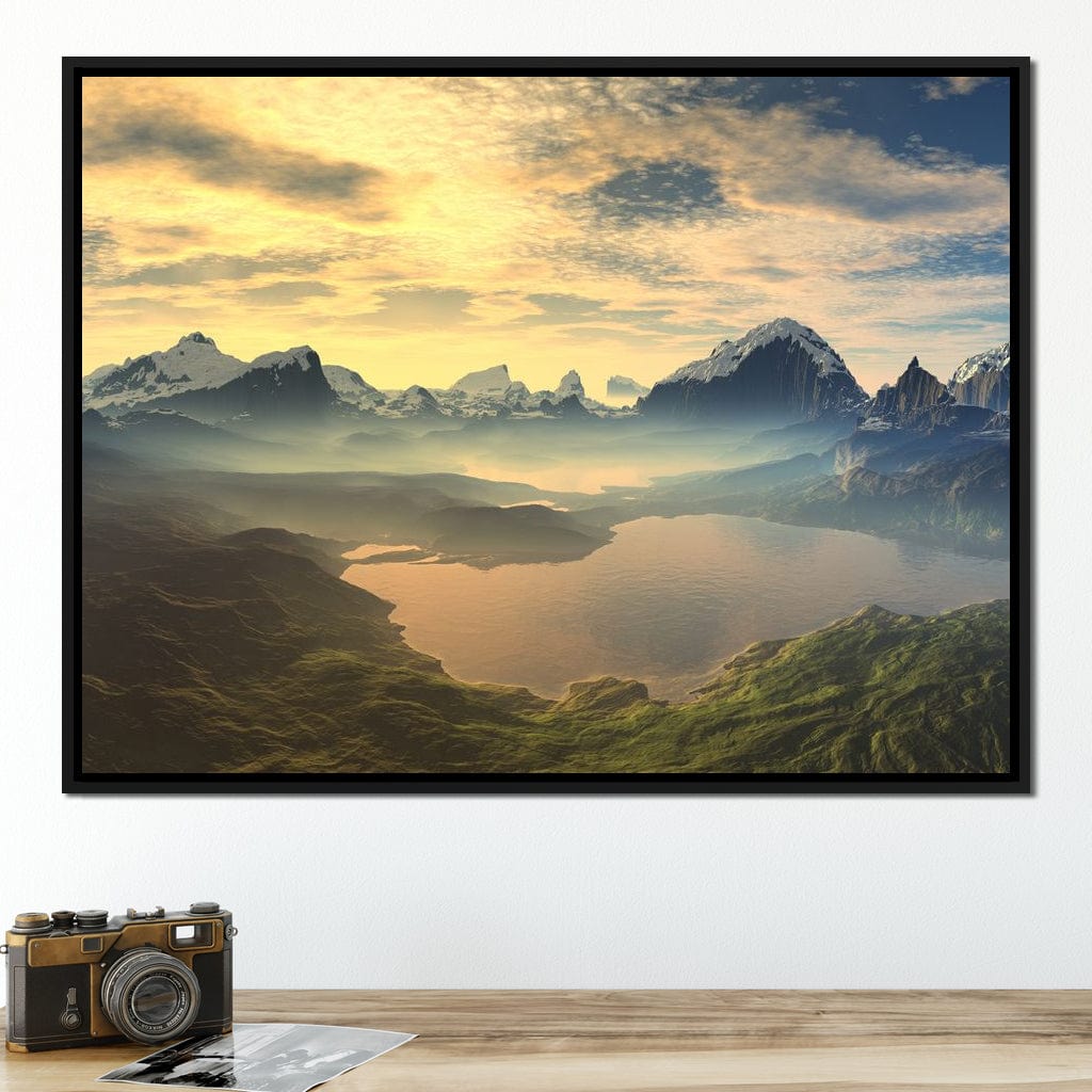 Morning Mist on Serenity Lake Canvas Wall Art