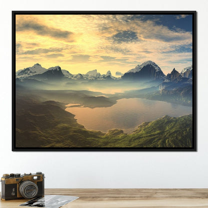 Morning Mist on Serenity Lake Canvas Wall Art