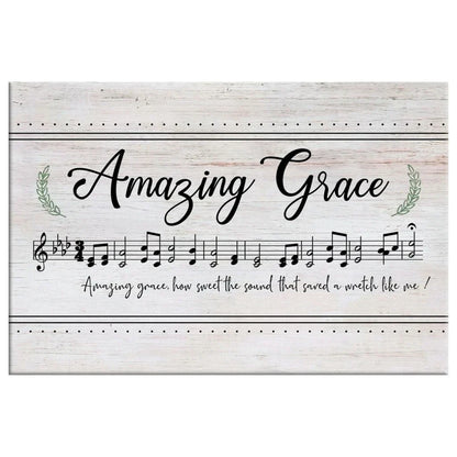 christian wall art amazing grace how sweet the sound sheet music christian song lyrics canvas art (Landscape)