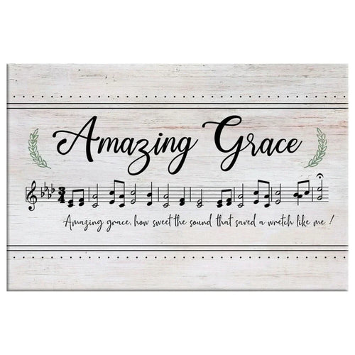 christian wall art amazing grace how sweet the sound sheet music christian song lyrics canvas art (Landscape)