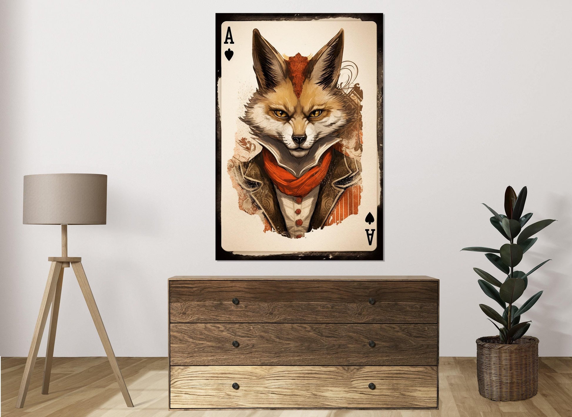 Ace of Spades Canvas – Fox Playing Card Art | Framed Canvas Print Ready to Hang