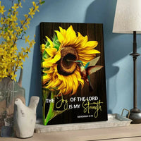 christian canvas print the joy of the lord is my strength wall art sunflower hummingbird