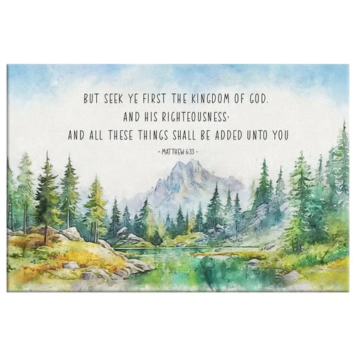 seek first the kingdom of god matthew 6 33 kjv wall art canvas (Landscape)