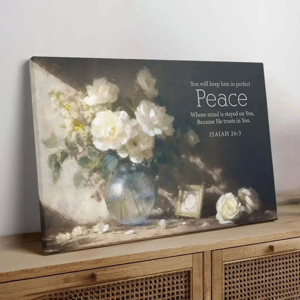 isaiah 26 3 you will keep him in peace wall art canvas (Landscape)