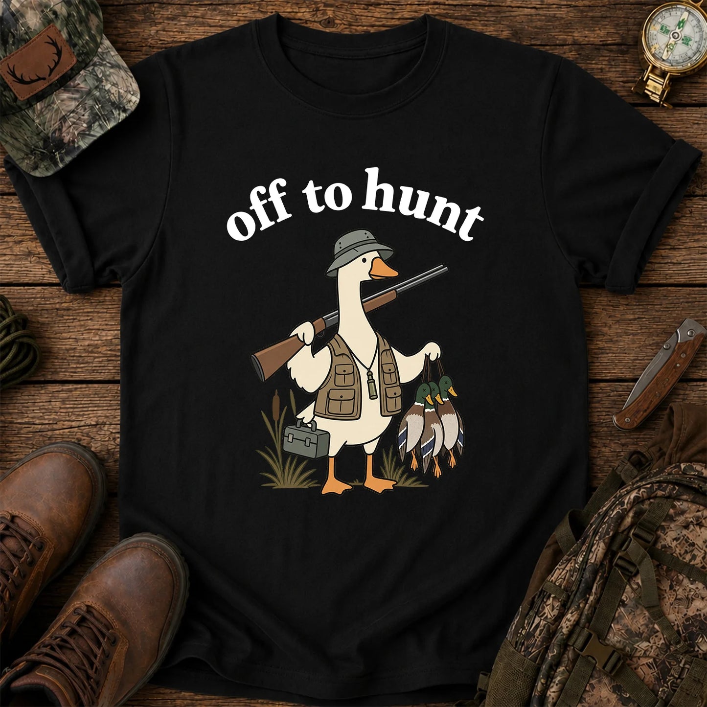 Off to Hunt T-Shirt, Funny Duck Hunter Tee