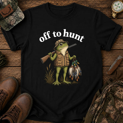 Off to Hunt T-Shirt, Funny Frog Duck Hunting Tee
