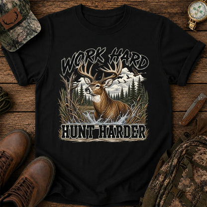 Work Hard Hunt Harder T-Shirt, Vintage Deer Hunting Tee