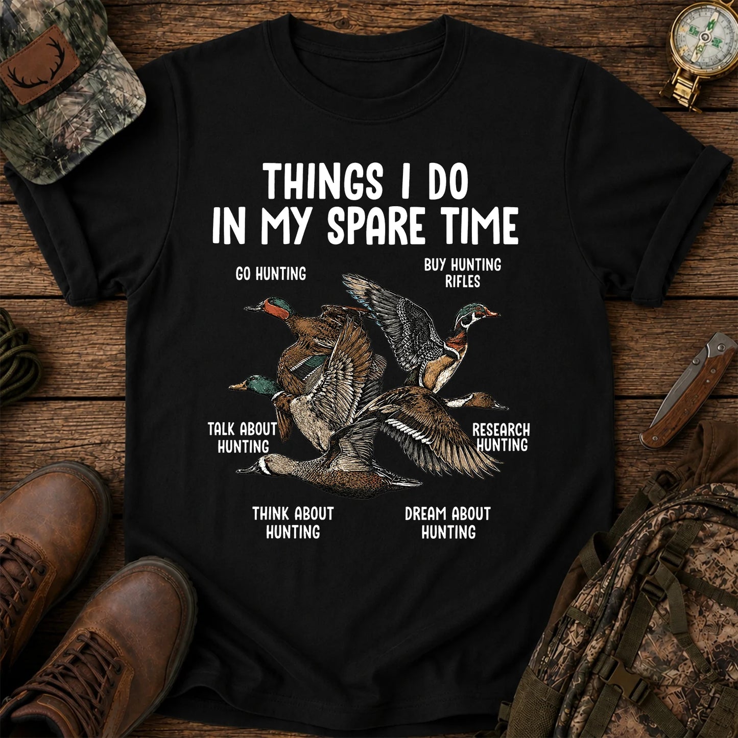 Things I Do in My Spare Time T-Shirt, Duck Hunting Tee