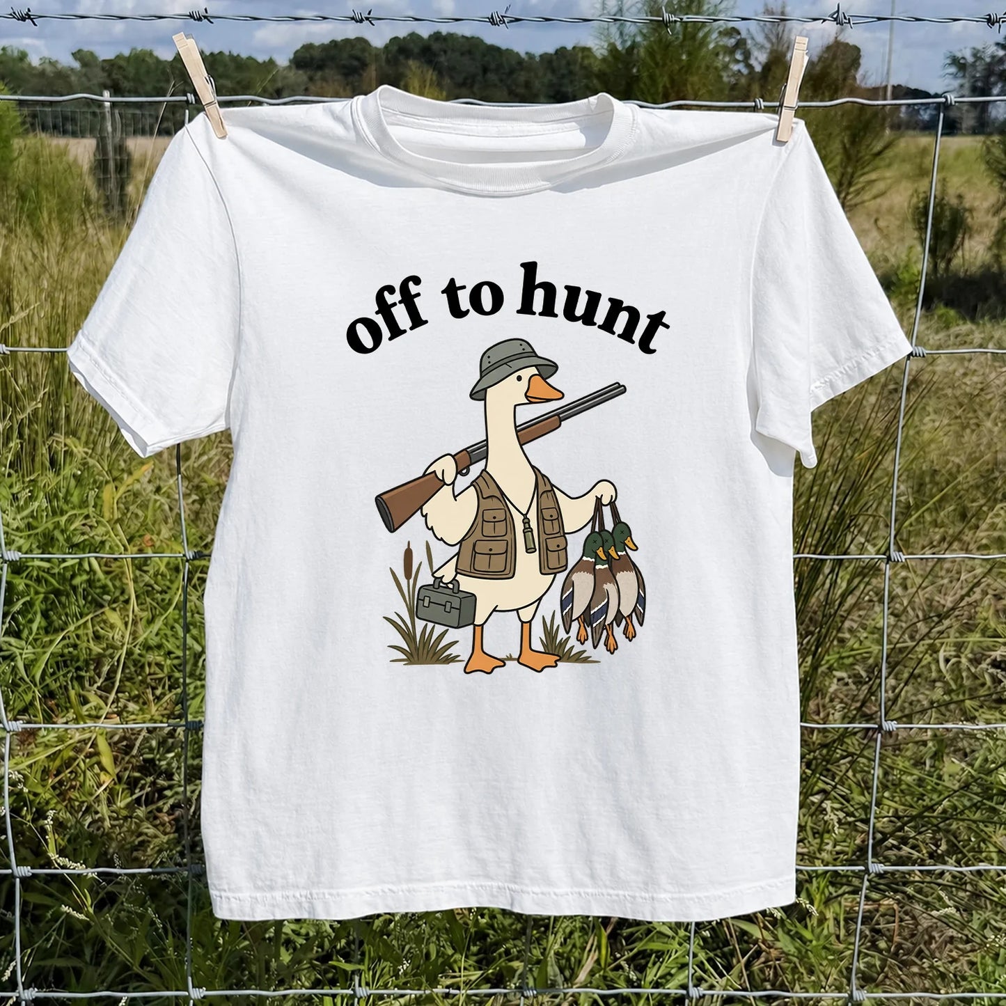 Off to Hunt T-Shirt, Funny Duck Hunter Tee