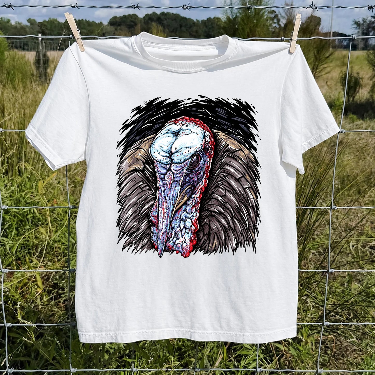 Turkey Portrait T-Shirt, Detailed Turkey Hunting Tee