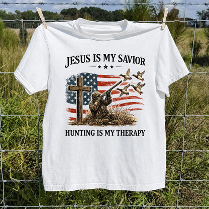 Jesus Is My Savior Hunting Is My Therapy T-Shirt, Christian Hunter Tee