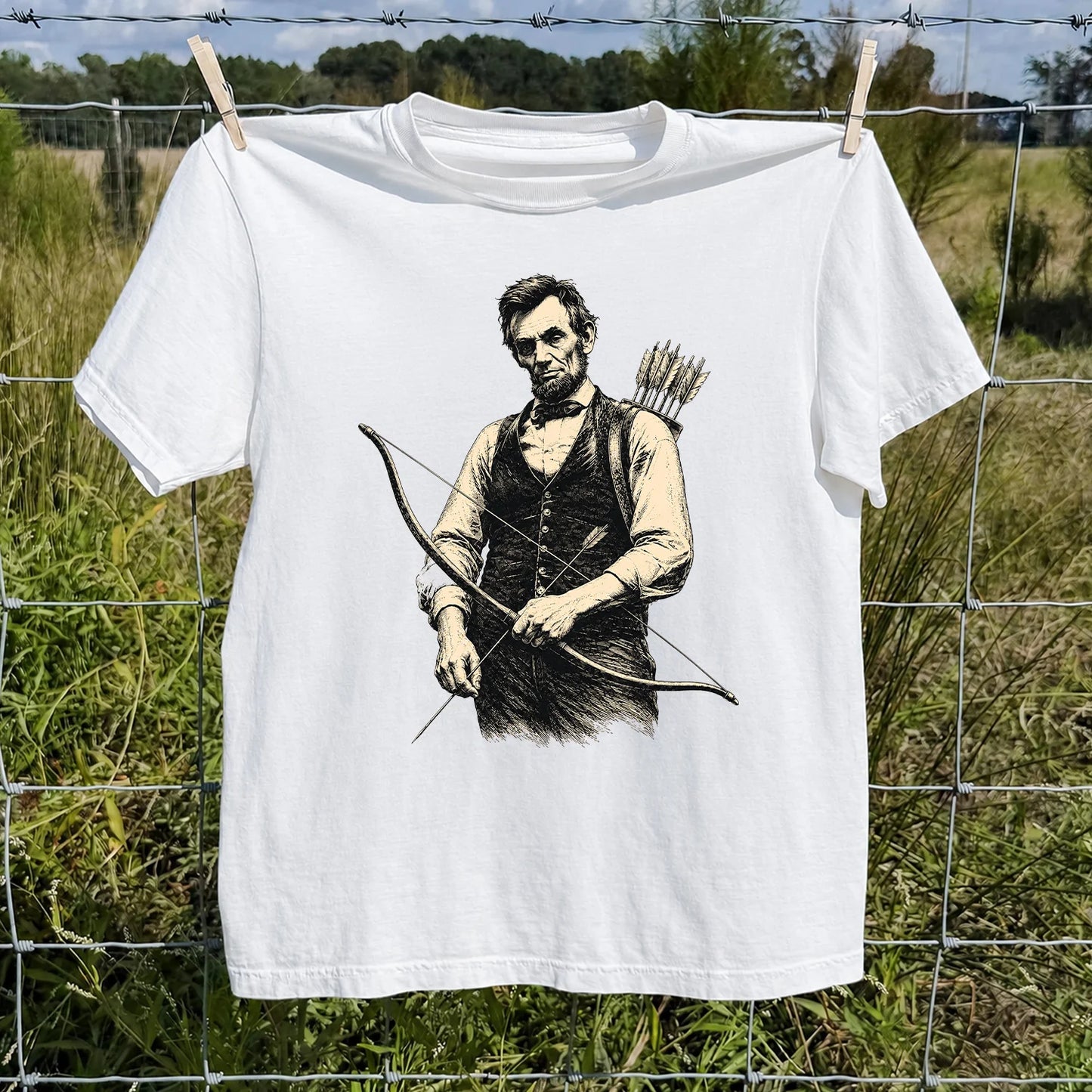 Abraham Lincoln Archer T-Shirt, Vintage Bow Hunting Tee