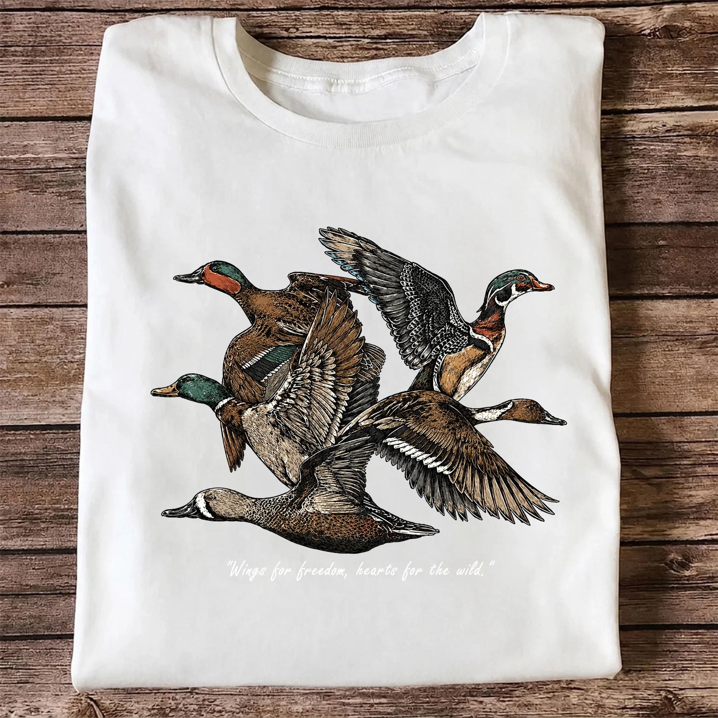 Flying Ducks T-Shirt, Vintage Waterfowl Hunting Tee